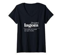 Mujer Aprender Sueco Lagom Definición Divertida Suecia Palabra Camiseta Cuello V