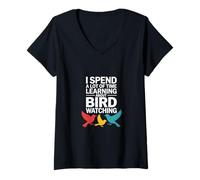 Mujer Aprendiendo sobre Birding Birdwatcher Camiseta Cuello V