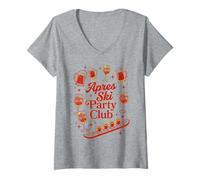 Mujer Apres Ski Party Club Bebidas Deportes Invierno Diseño Camiseta Cuello V