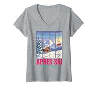 Mujer Apres Ski Party Club Escena de Remonte de montaña de Camiseta Cuello V