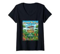 Mujer Aprieta el día - Limón Costa Rica Adventure Camiseta Cuello V