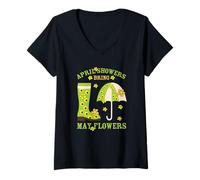 Mujer April Showers Bring May Flowers & Rubber Boots For Gardener Camiseta Cuello V