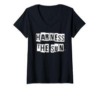 Mujer Aprovecha la energía Solar del Sol Camiseta Cuello V