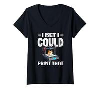 Mujer Apuesto a Que podría Imprimir Ese Divertido Amante de los Gatos con impresión 3D Camiseta Cuello V