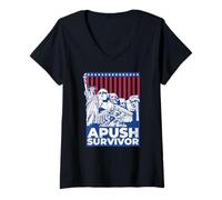 Mujer APUSH Survivor 2025 Examen AP Para Estudiantes Divertido Fresco Moderno Camiseta Cuello V
