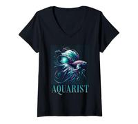 Mujer Aquarist Angel fish Aquarium Enthusiast Camiseta Cuello V