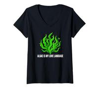 Mujer Aquarist Marine Biologist Algae Is My Love Language Camiseta Cuello V