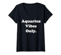 Mujer Aquarius Vibes Only Horoscope Theme Camiseta Cuello V