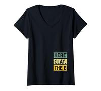 Mujer Aquí está Clay El mejor papá del mundo Día del Padre Retro Camiseta Cuello V
