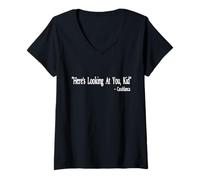 Mujer Aquí está mirando a usted Kid Vintage Casablanca Camiseta Cuello V