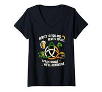 Mujer Aquí está para ti y aquí está para mí Celtic Trinity Knot Blessing Camiseta Cuello V
