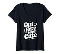 Mujer Aquí Fuera Ser Lindo Camiseta Cuello V