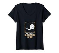 Mujer Aquí Hay una Foto Muy Antigua de mí Humor Divertido Camiseta Cuello V
