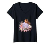 Mujer Aquí para los votos Romántico Floral Diseño Nupcial Camiseta Cuello V