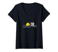 Mujer Aquí viene la luz del sol, puntos brillantes y calidez Camiseta Cuello V
