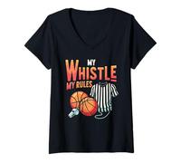 Mujer Árbitro de Baloncesto Deportes Juego de Baloncesto Oficial Camiseta Cuello V