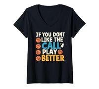 Mujer Árbitro de Baloncesto Deportes Juego de Baloncesto Oficial Camiseta Cuello V