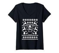 Mujer Árbol de Navidad Feo Camiseta Cuello V