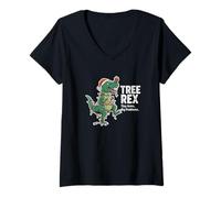 Mujer Árbol de Navidad Rex Tiny Arms Big Problems Funny Camiseta Cuello V