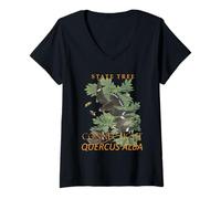 Mujer Árbol del Territorio de Connecticut El Roble Charter Camiseta Cuello V