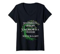 Mujer Árbol Motivacional con Citas Inspiradoras Today Is A Blessing Camiseta Cuello V