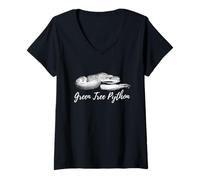 Mujer Árbol verde Python Morelia viridis condro serpiente Camiseta Cuello V