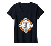 Mujer Árbol Vikingo, runas nórdicas, mitología, símbolo, Arte Camiseta Cuello V