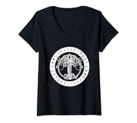Mujer Árbol Vikingo, runas nórdicas, mitología, símbolo, Arte Camiseta Cuello V