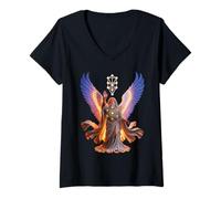 Mujer Arcángel Metatrón Protector Angélico Arte Espiritual Esotérico Camiseta Cuello V
