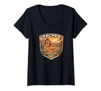 Mujer Arches National Park Utah Desierto Paisaje Novedad Recuerdo Camiseta Cuello V