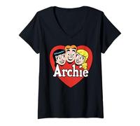 Mujer Archie Comics Archie Betty Veronica Heart Camiseta Cuello V