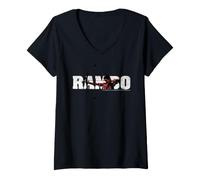 Mujer Arco Compuesto Rambo Primera Sangre Parte II Camiseta Cuello V
