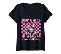 Mujer Arco de coqueta de hockey sobre hielo Just A Girl Who Loves Camiseta Cuello V