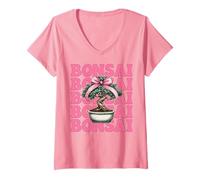 Mujer Arco de Coqueta Rosa para mamá Japonesa Zen Girl Mom Bonsai Tree Camiseta Cuello V