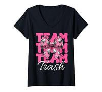 Mujer Arco de coqueta Team Trash Rat Girl Mouse Camiseta Cuello V