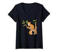 Mujer Ardilla en un roedor de árbol de Rama Camiseta Cuello V