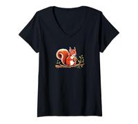 Mujer Ardilla linda. criaturas peludas divertidas Camiseta Cuello V