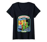 Mujer Are We There Yet Alien UFO Retro Vintage Funny Adult Humor Camiseta Cuello V