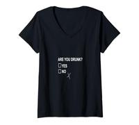 Mujer Are You Drunk Yes No Checkbox Fiesta Diversión Texto Blanco Camiseta Cuello V