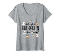 Mujer Are You Fall-O-Ween Directions Halloween 2026 Lindo Fantasma Camiseta Cuello V