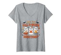 Mujer Are You Fall O Ween Directions, Profesor Retro Fantasma de Halloween Camiseta Cuello V