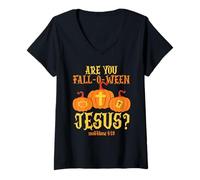 Mujer Are You Fall-O-Ween Jesús Fe Cristiana Halloween Camiseta Cuello V