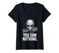 Mujer Área 51 Clasificado Alien No Viste Nada Camiseta Cuello V