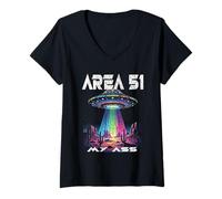 Mujer Area 51 MI Culo Extraterrestres Divertidos y OVNI tuvieron Suficiente de Estudios Camiseta Cuello V
