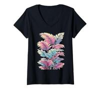 Mujer Areca Palm Botanical Tropical Plant Soñador Pastel Estética Camiseta Cuello V