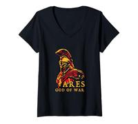 Mujer Ares God of War Mitología Griega Antigua Guerrero Espartano Camiseta Cuello V