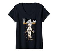 Mujer Argot de Divine Drip Gen Z: divertido meme cristiano de Jesús Camiseta Cuello V