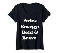 Mujer Aries Energy Bold And Brave Horoscope Funny Saying Camiseta Cuello V