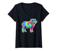 Mujer Aries The Ram Tie Dye, Carnero Multicolor, Horóscopo Colorido Camiseta Cuello V
