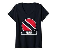 Mujer Arima - Bandera de las ciudades e islas de Trinidad y Tobago Camiseta Cuello V